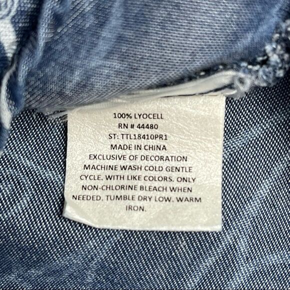 FOURTEENS PLACE chambray peasant boho floral top bell sleeves NWOT, size M - Picture 11 of 14